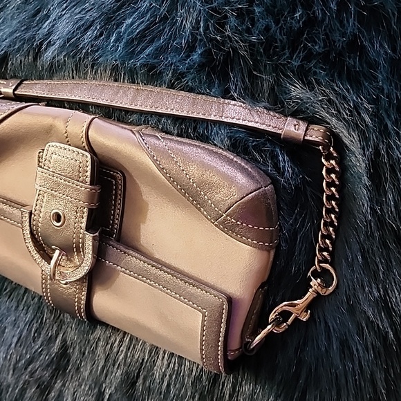 Coach Swarovski bezel silver satin & leather evening clutch - Picture 3 of 7